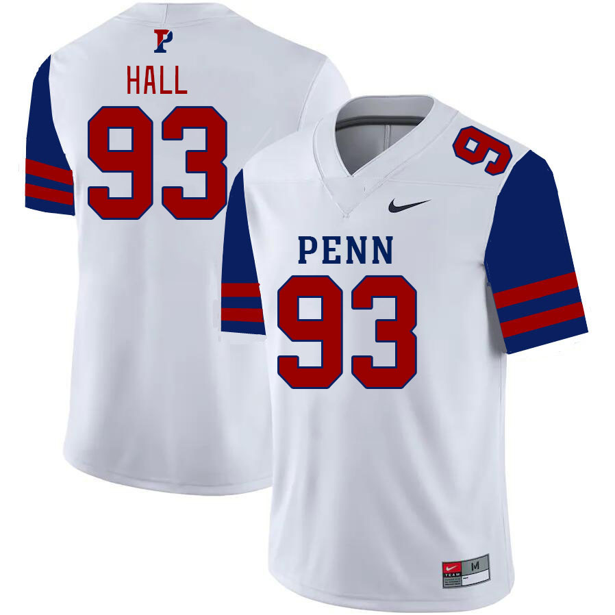 Men-Youth #93 Raashed Hall Penn Quakers 2023 College Football Jerseys Stitched Sale-White